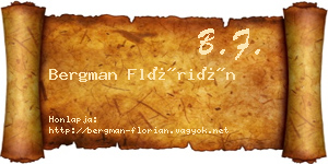 Bergman Flórián névjegykártya